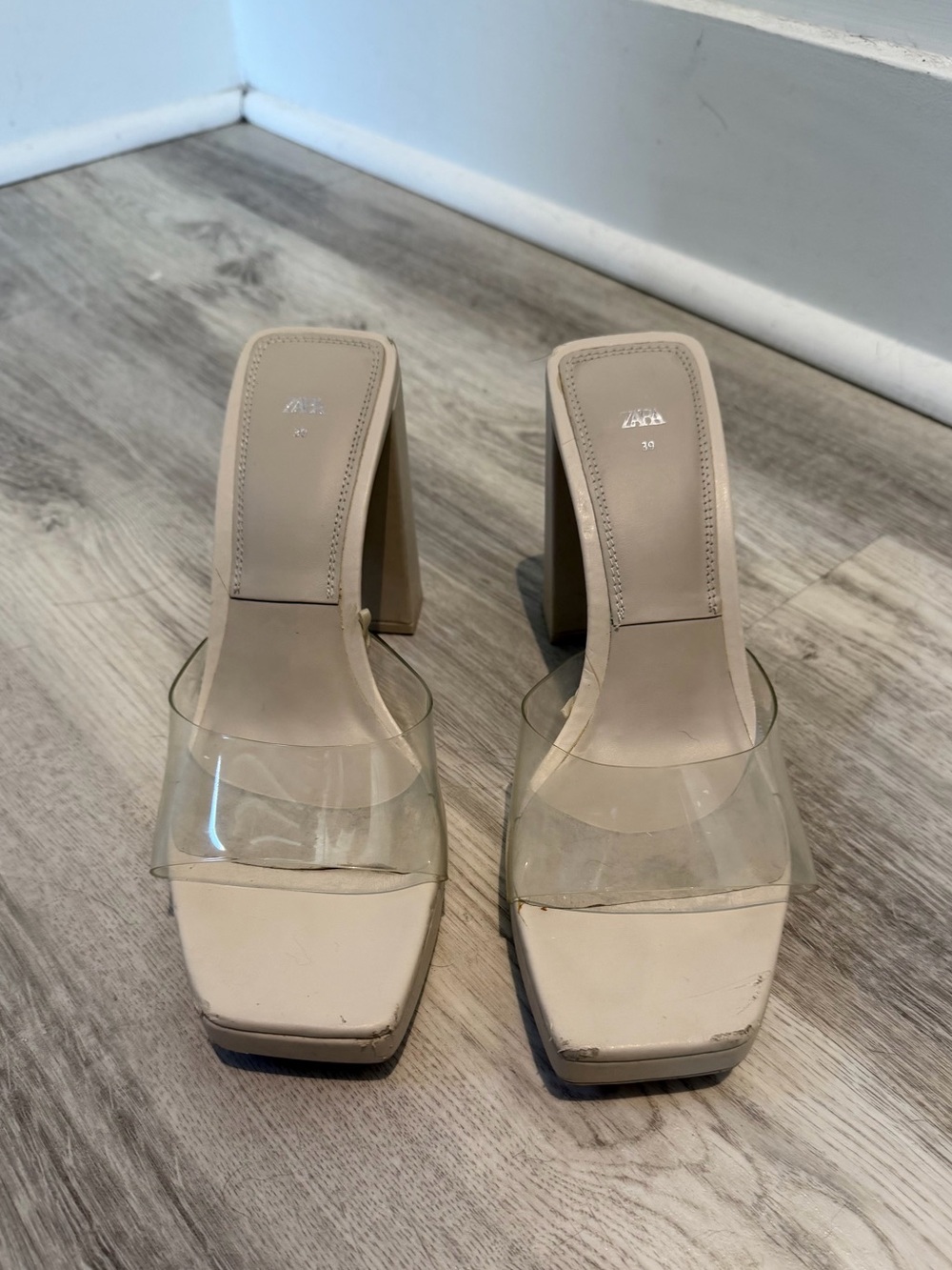 Zara Clear Strap Nude Heels